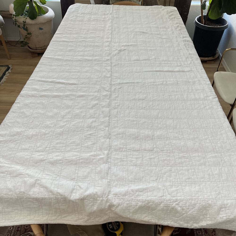 Casaluna White Heavyweight Linen Blend Full/Queen Quilted Blanket